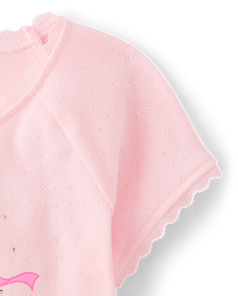 Girls Hello KittyÂ® Rhinestone Pointelle Raglan Top