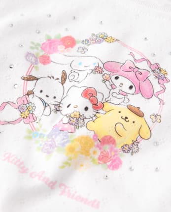 Girls Hello KittyÂ® Rhinestone Pointelle Raglan Top