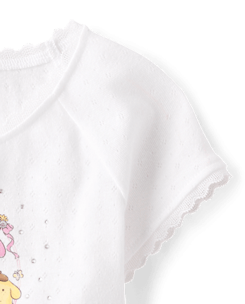 Girls Hello Kitty® Rhinestone Pointelle Raglan Top