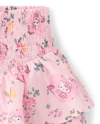 Girls Hello Kitty® Print Smocked Tiered Skirt