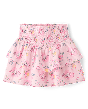 Girls Hello Kitty® Print Smocked Tiered Skirt
