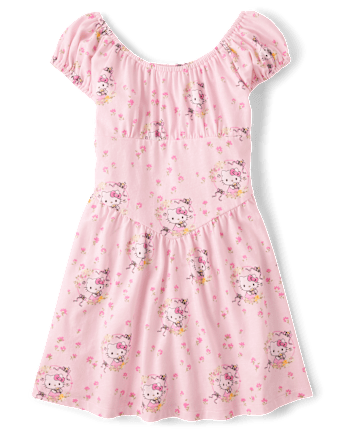Girls Hello Kitty® Print Corset Drop Waist Dress