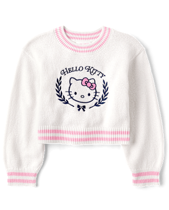 Girls Hello KittyÂ® Embroidered Sweater