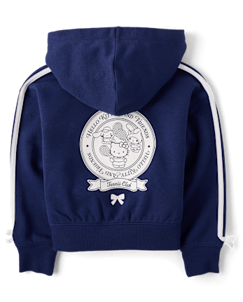 Girls Hello KittyÂ® Side Stripe Bow Premium Fleece Zip Up Hoodie