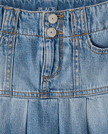Girls Denim Pleated Skort