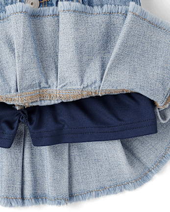 Jupe-short plissée en jean pour fille