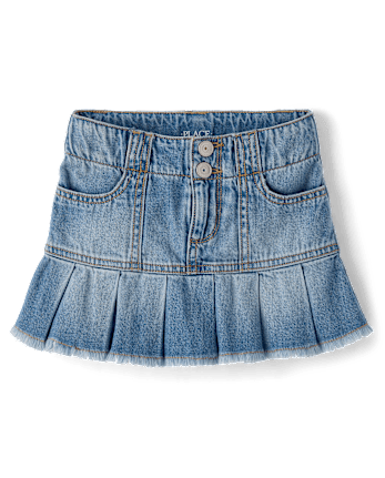 Girls Denim Pleated Skort
