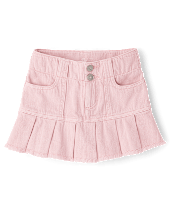 Girls Garment Dyed Denim Pleated Skort