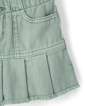 Girls Garment Dyed Denim Pleated Skort