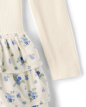 Robe fleurie à volants et taille basse pour fille