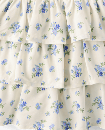 Robe fleurie à volants et taille basse pour fille