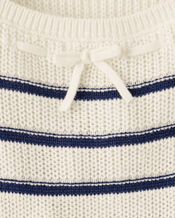 Girls Striped Bow Sweater Dress