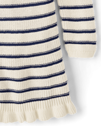 Girls Striped Bow Sweater Dress