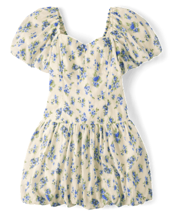 Womens Mommy And Me Floral Textured Mini Bubble Dress