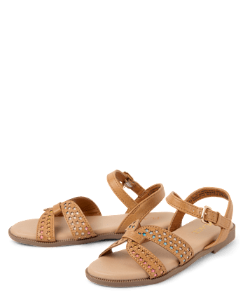 Girls Perforated Star Sandals