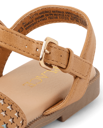 Girls Perforated Star Sandals