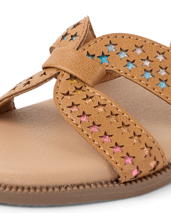 Girls Perforated Star Sandals