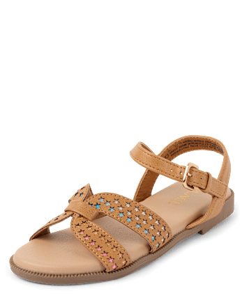 Girls Perforated Star Sandals