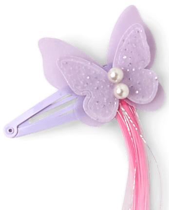 Girls Butterfly Rainbow Faux Hair Extension Hair Clip 4-Pack