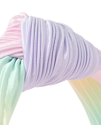 Girls Rainbow Pleated Satin Top Knot Headband
