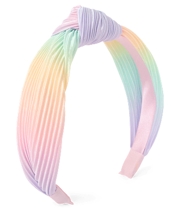 Girls Rainbow Pleated Satin Top Knot Headband