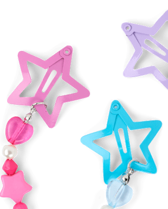 Girls Star Beaded Charm Hair Clip 3-Pack