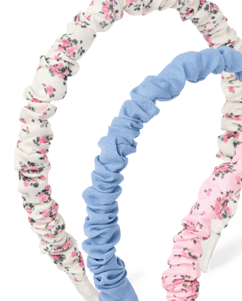 Girls Floral Ruched Headband 3-Pack