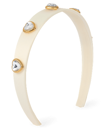 Girls Studded Heart Satin Headband