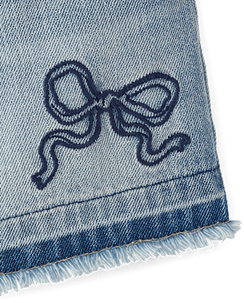 Girls Hello KittyÂ® Embroidered Frayed Denim Midi Shorts