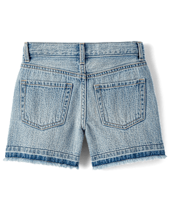 Girls Hello KittyÂ® Embroidered Frayed Denim Midi Shorts