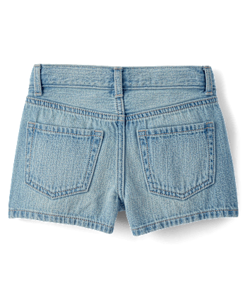 Girls Hello KittyÂ® Rhinestone Denim Shortie Shorts