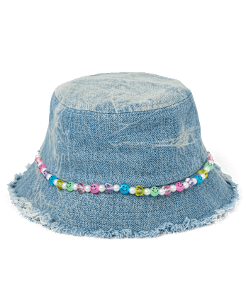Girls Beaded Denim Bucket Hat