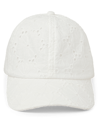 Girls Bow Back Embroidered Eyelet Baseball Hat