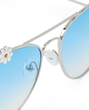 Lunettes de soleil aviateur à fleurs pour filles