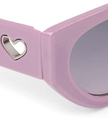 Lunettes de soleil œil de chat perforées en forme de cœur pour filles