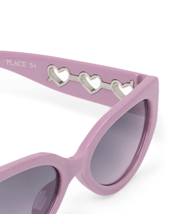 Lunettes de soleil œil de chat perforées en forme de cœur pour filles