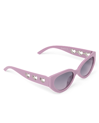 Girls Perforated Heart Cat Eye Sunglasses