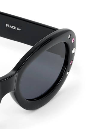 Girls Rhinestone Oval Sunglasses