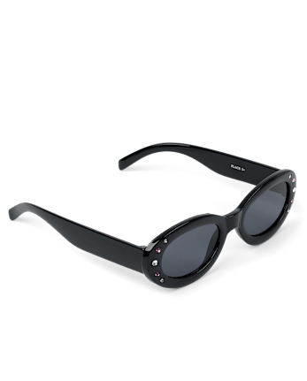 Girls Rhinestone Oval Sunglasses