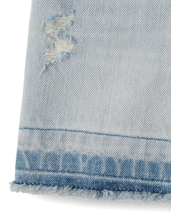 Girls Ripped Relaxed Denim Midi Shorts