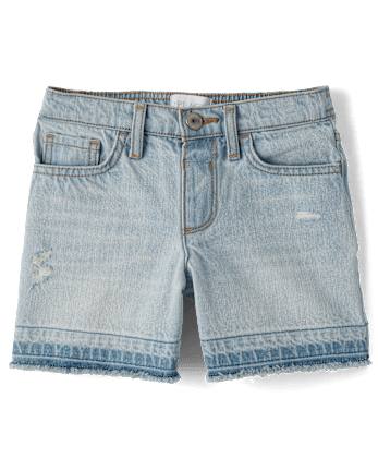 Girls Ripped Relaxed Denim Midi Shorts