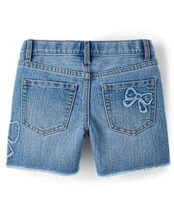 Girls Applique Bow Midi Jean Shorts