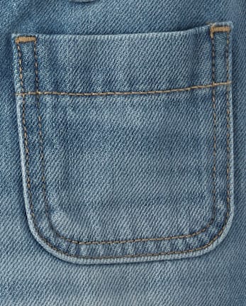 Girls Patch Pocket Relaxed Denim Shortie Shorts