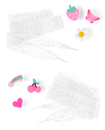 Girls Lace Shoelace & Shoe Charm 7-Piece Set