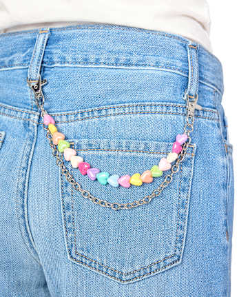 Girls Beaded Heart Chain Bag Charm