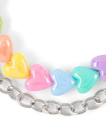 Girls Beaded Heart Chain Bag Charm