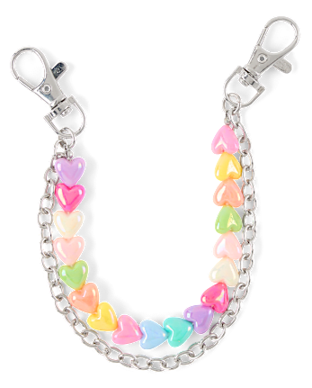 Girls Beaded Heart Chain Bag Charm