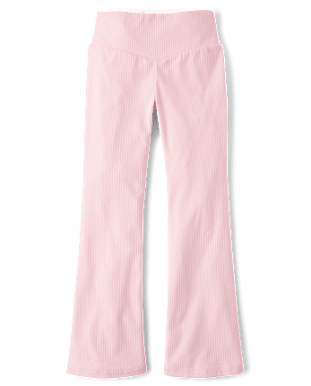 Girls Ribbed High Rise Flare Leggings