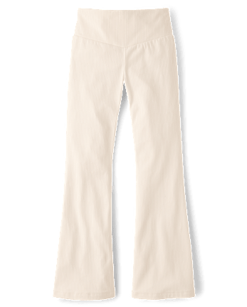 Girls Ribbed High Rise Flare Leggings