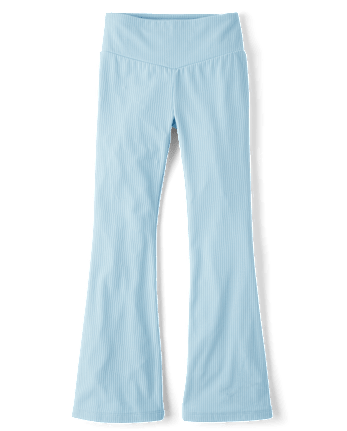 Girls Ribbed High Rise Flare Leggings